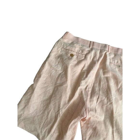 BOBBY JONES Peach Linen Pleated Golf Shorts Size 34 - Picture 2 of 8